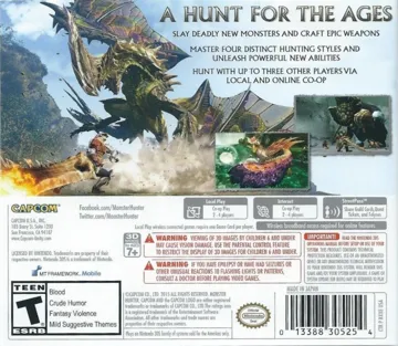 Monster Hunter Generations (USA) box cover back